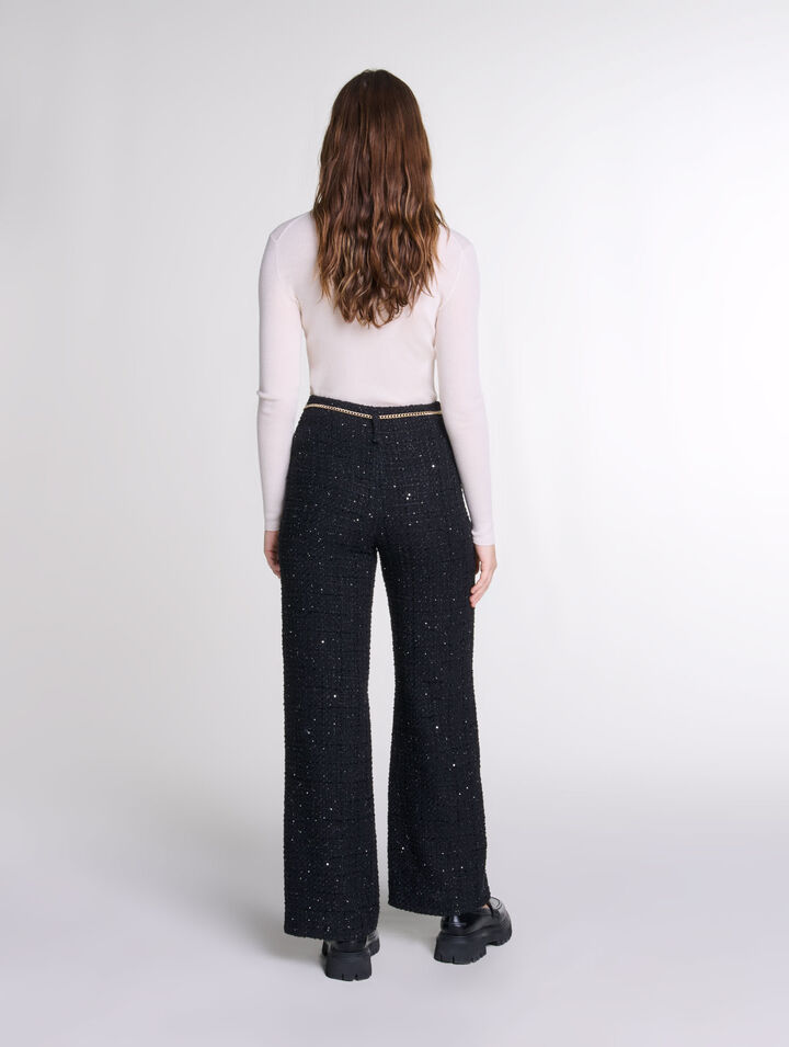 Pantalón de tweed lentejuelas