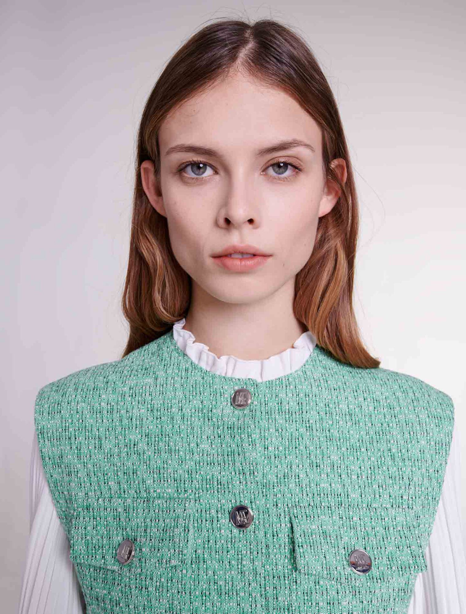 Vestido bimaterial de tweed