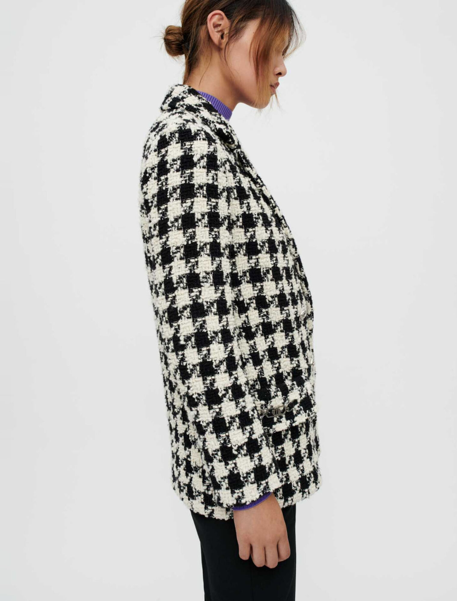 Chaqueta de pata de gallo ancha y gruesa