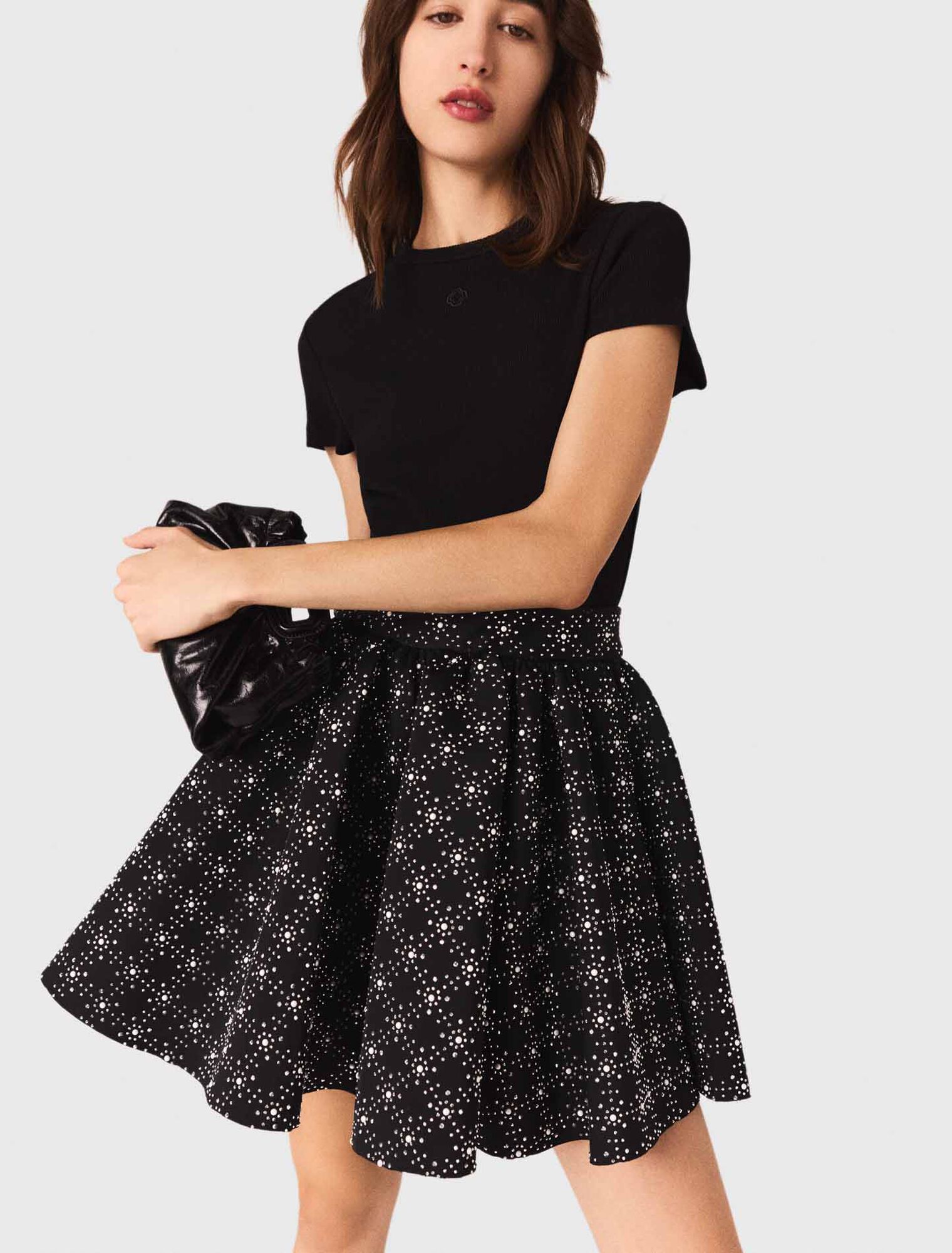 Falda patinadora con perlas y strass