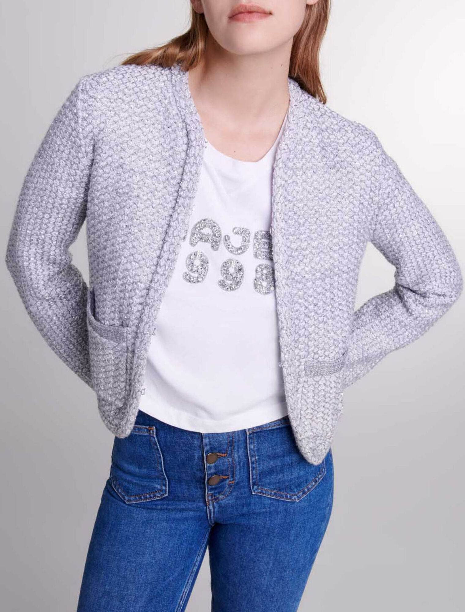 Cárdigan de punto efecto tweed