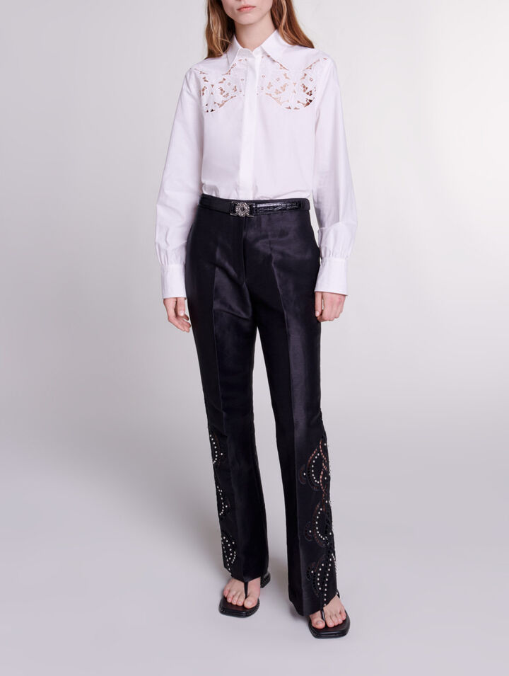 Pantalón acampanado calado