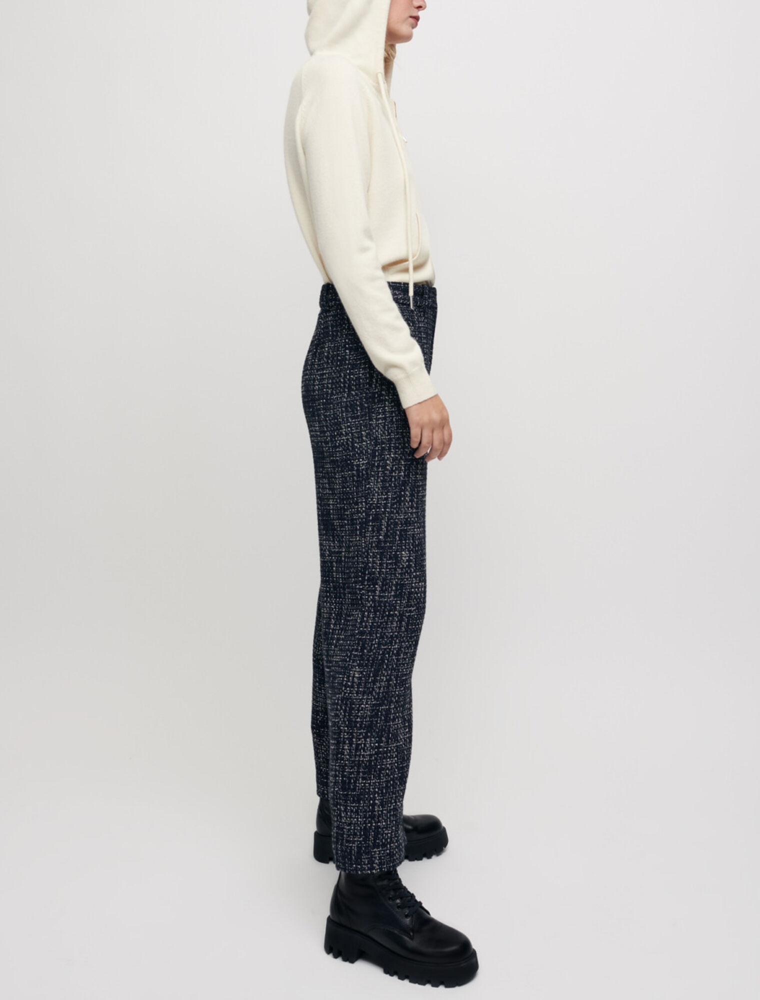 Pantalón ancho de tipo tweed