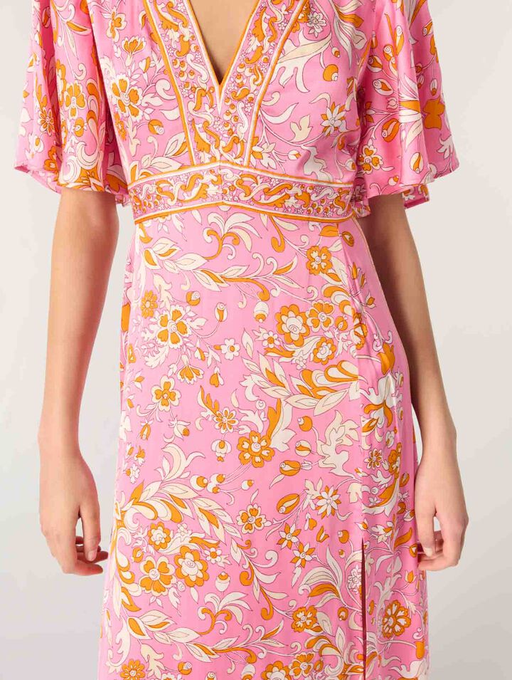 Vestido largo fluido estampado