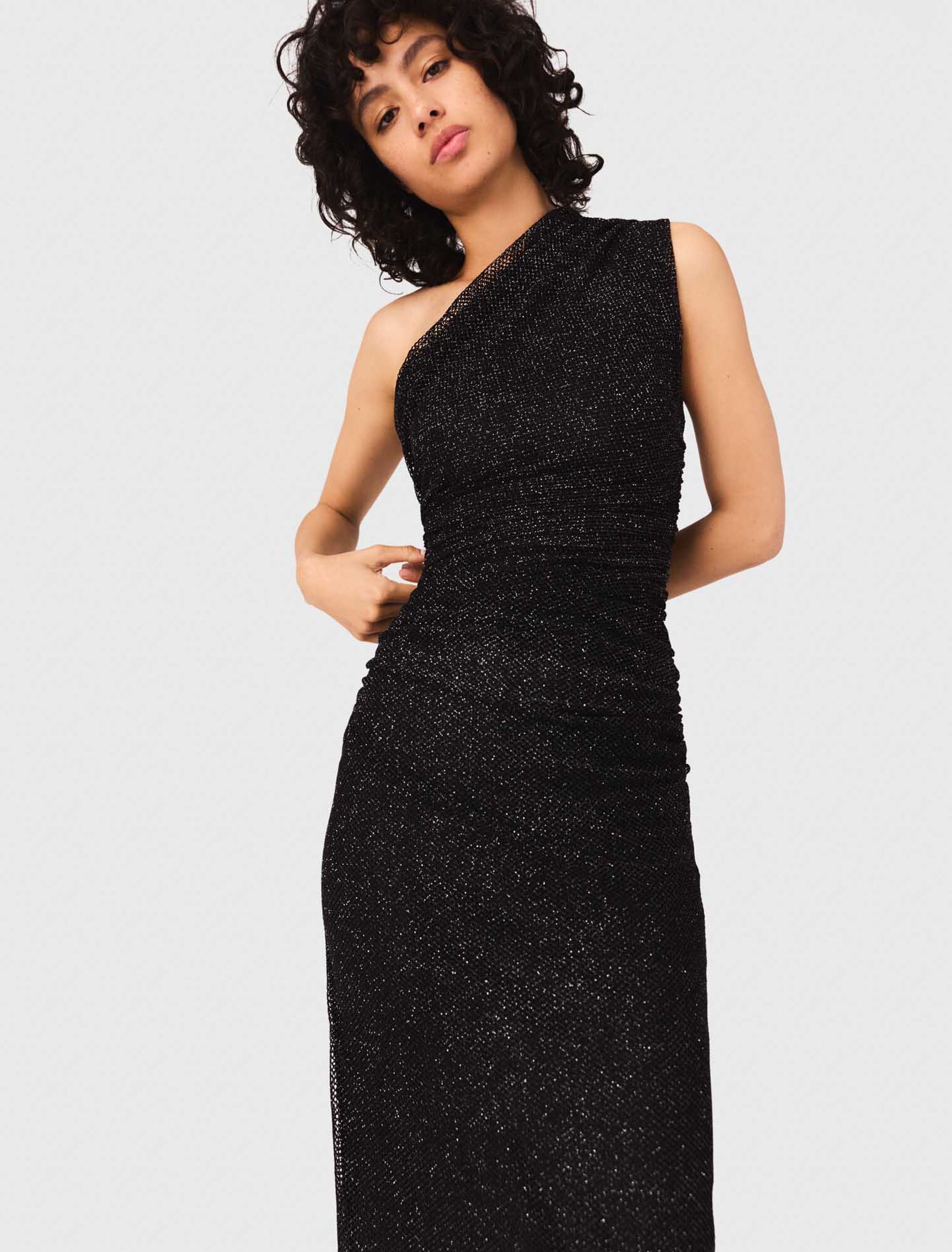 Vestido asimétrico de punto brillante