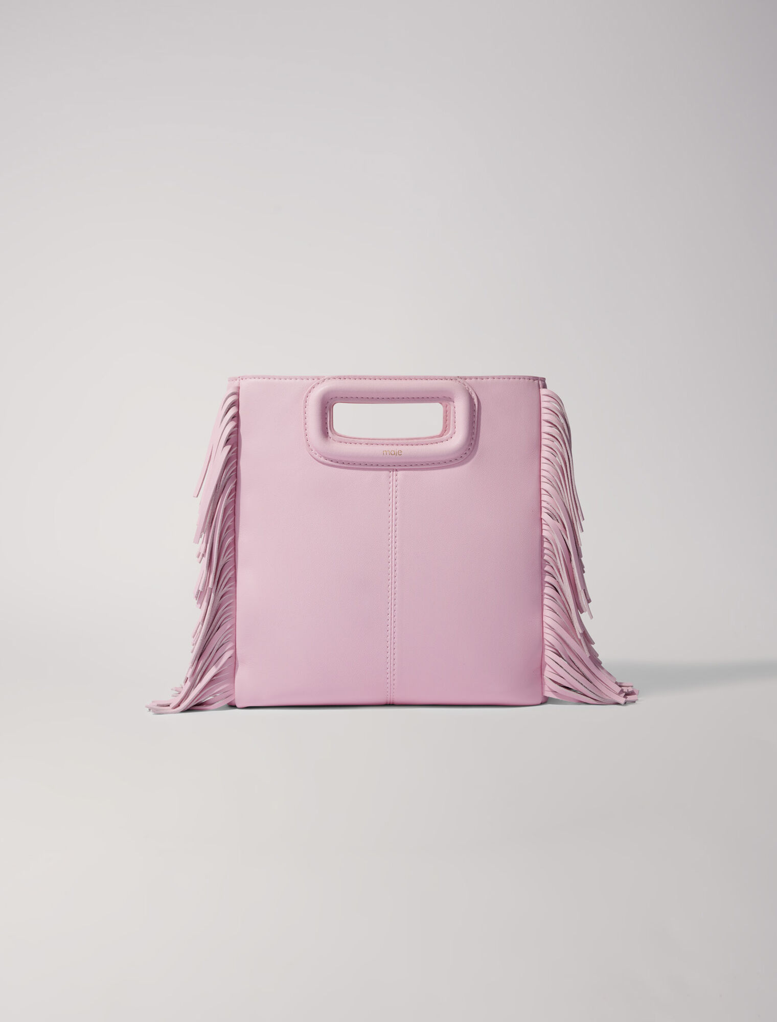 Bolso M con flecos de piel lisa