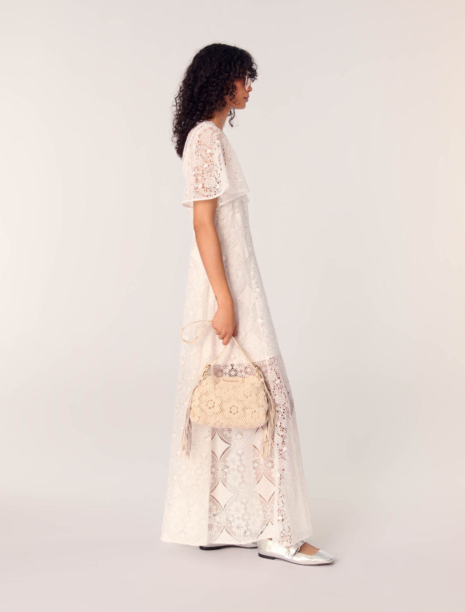 Falda larga en guipur floral