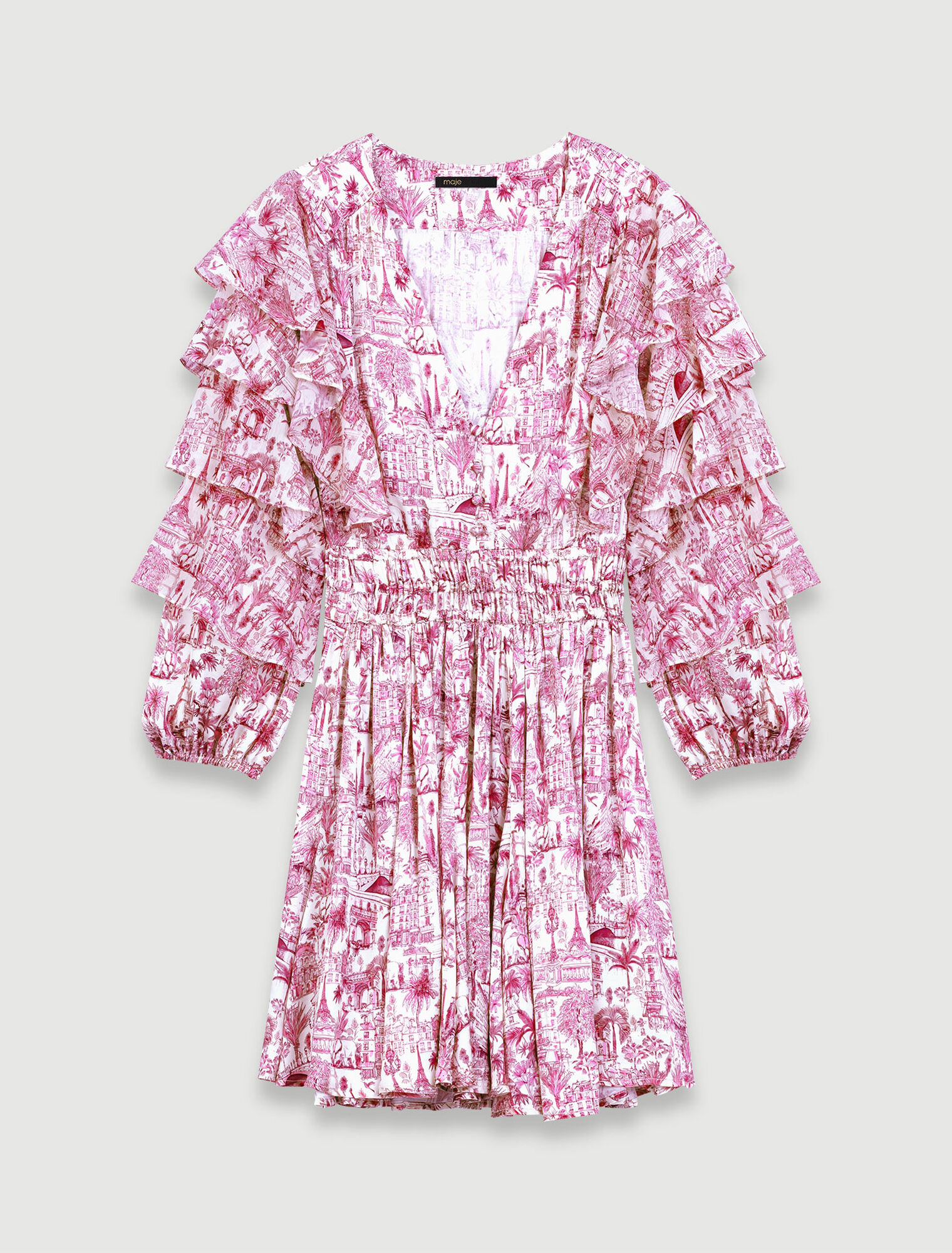 Vestido estampado con volantes
