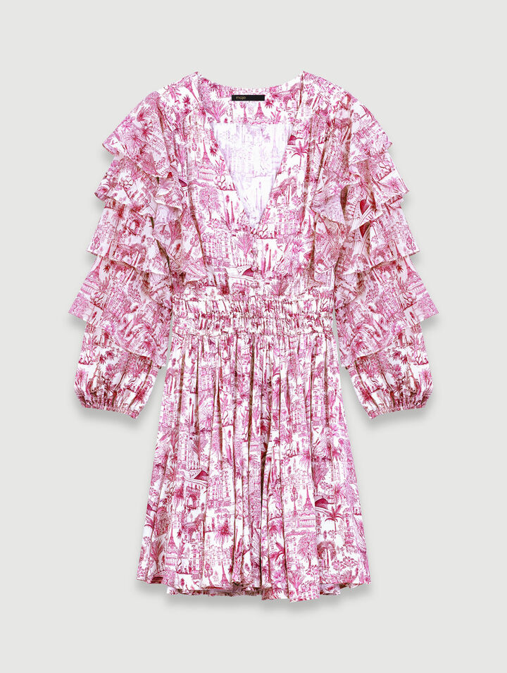 Vestido estampado con volantes