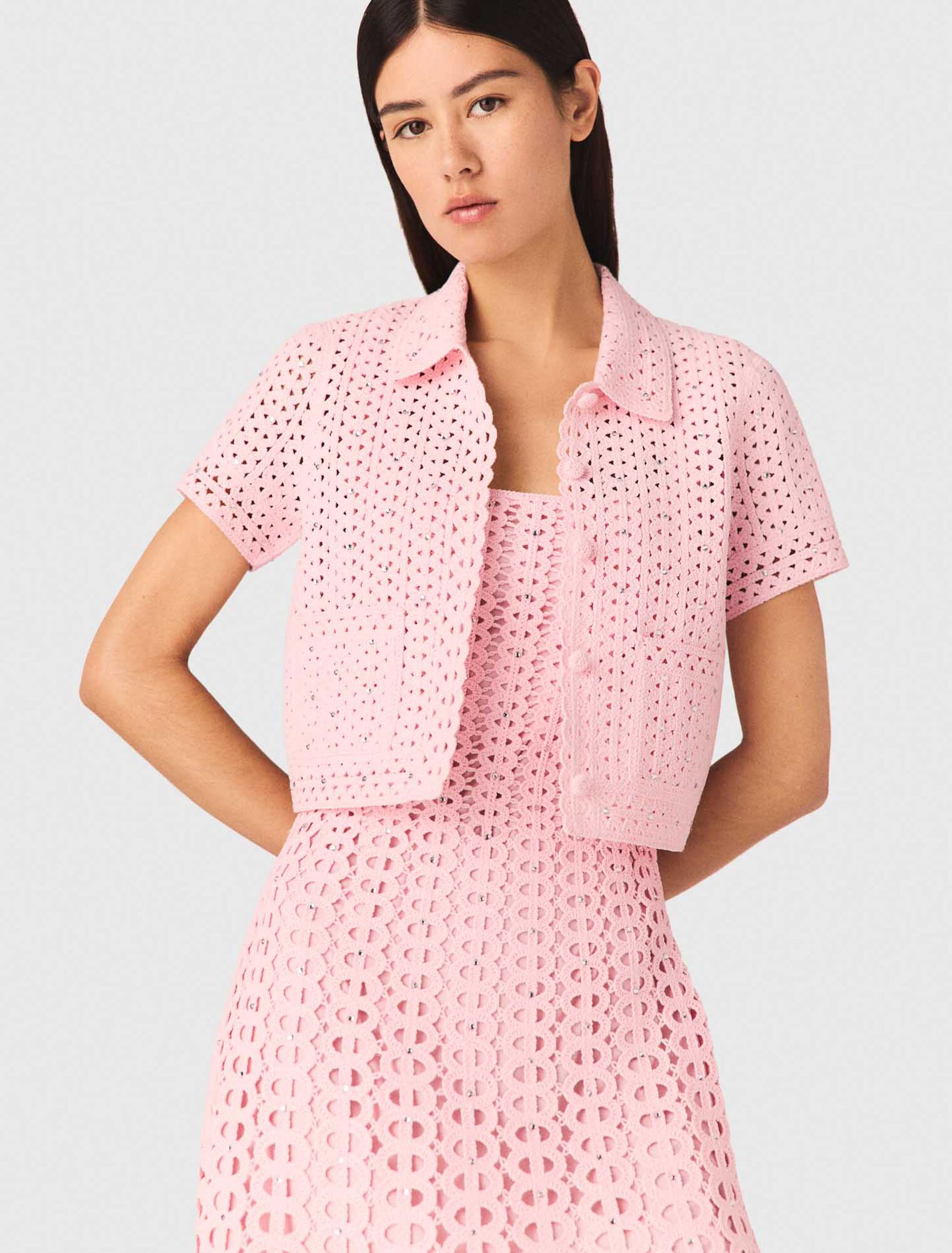 C&aacute;rdigan de crochet y strass