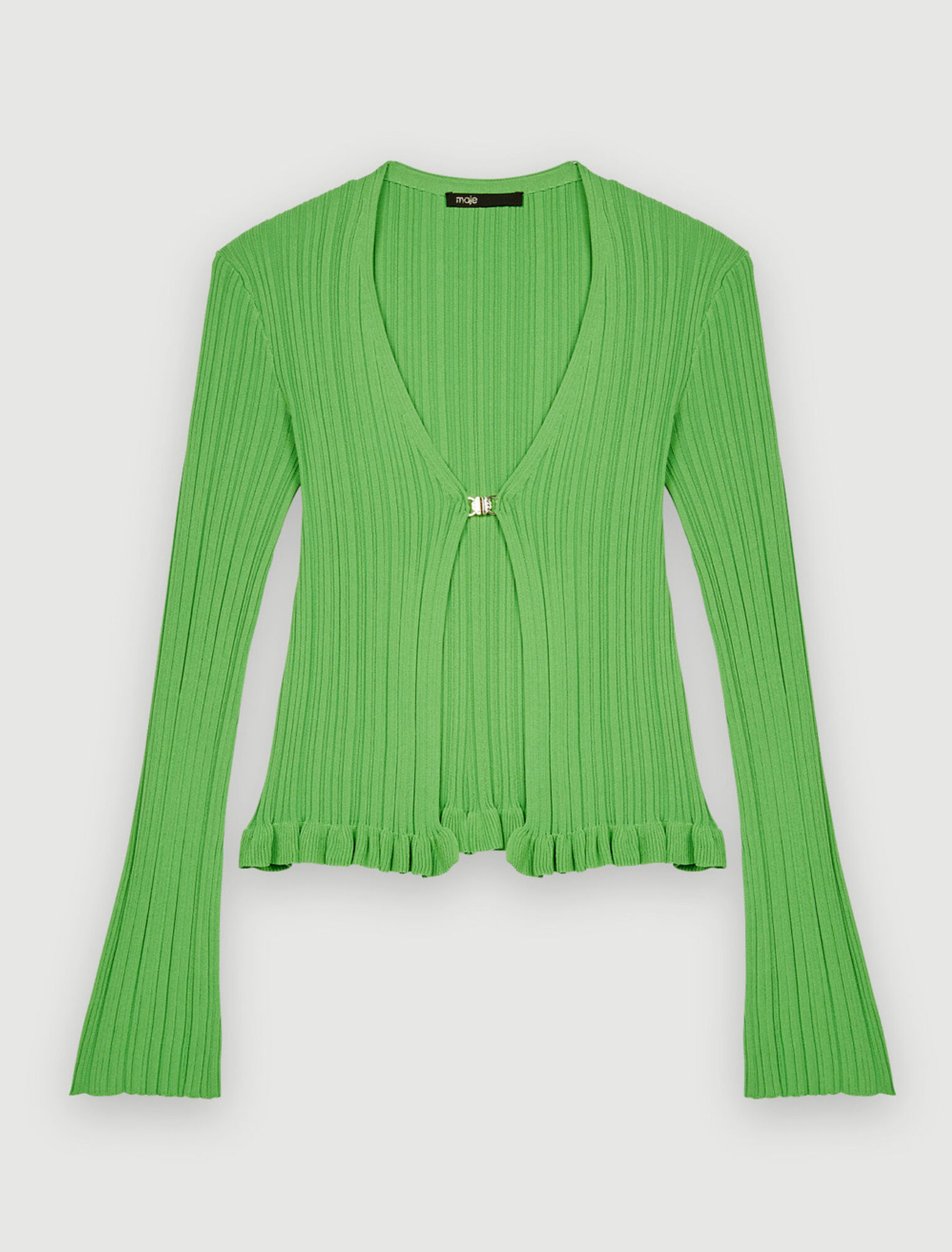 Chaqueta de punto con canalé y volantes