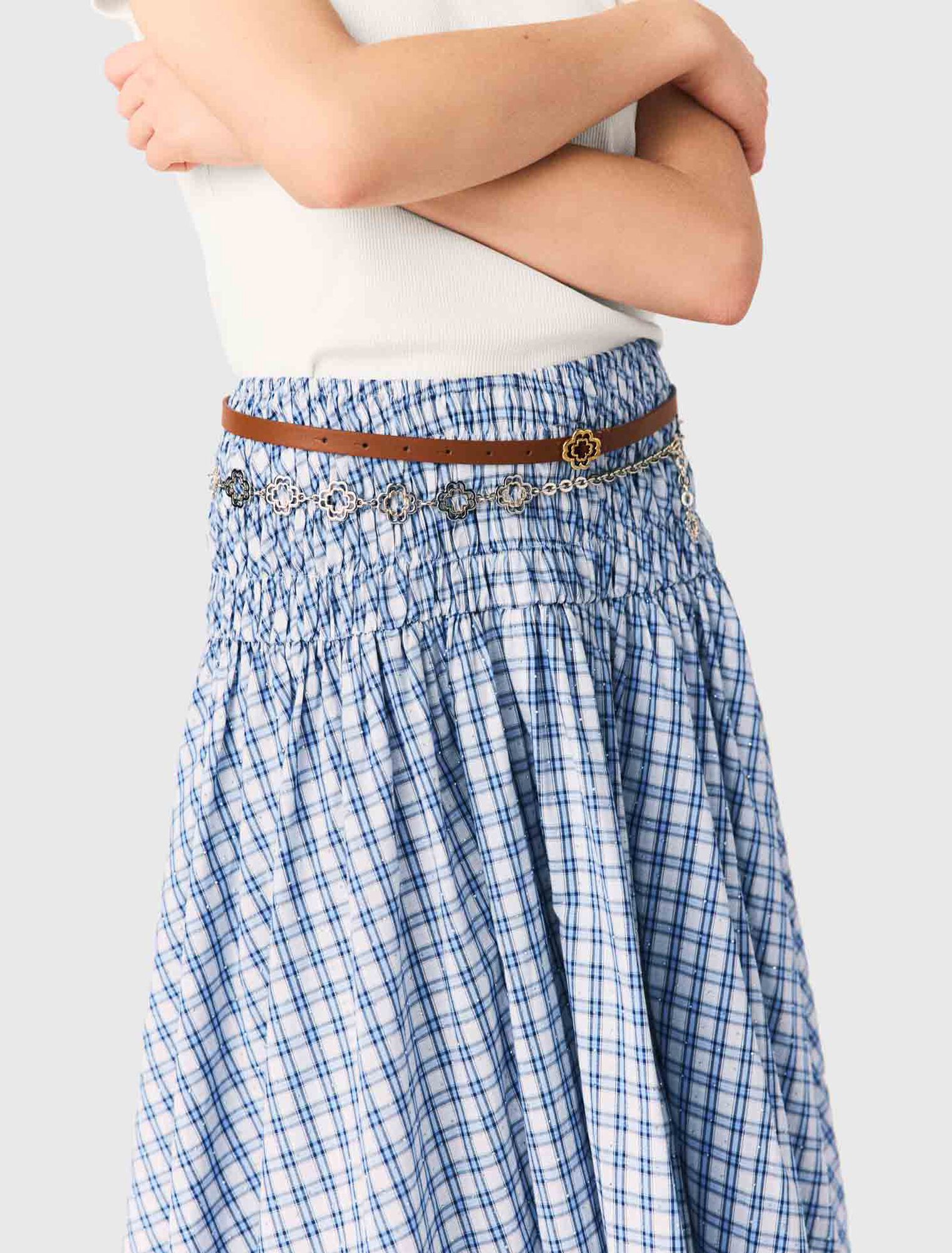 Falda larga de algod&oacute;n con strass