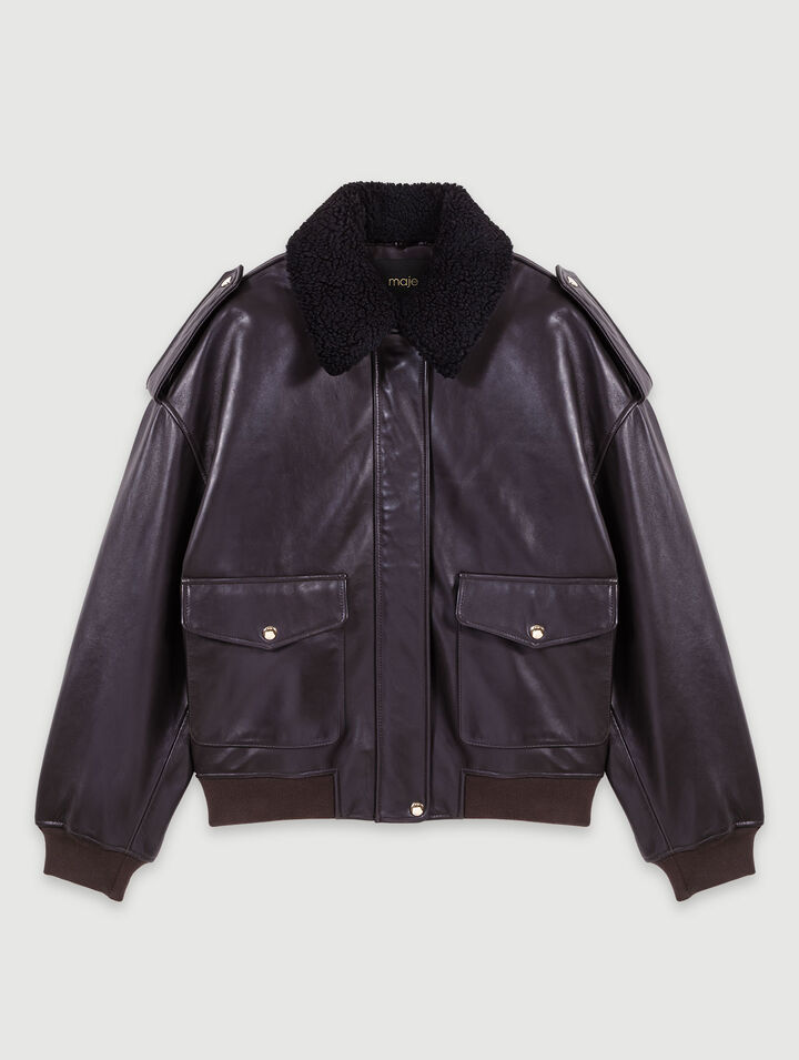 Cazadora oversize de cuero