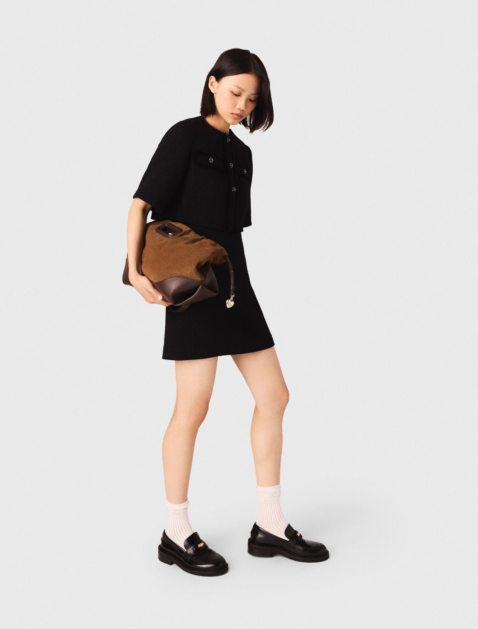 Vestido 2 en 1 de tweed brillante