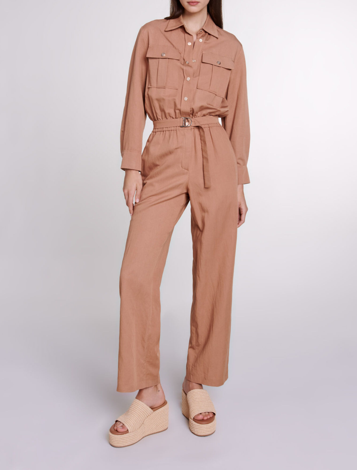 Mono de pantalón de mezcla de lino