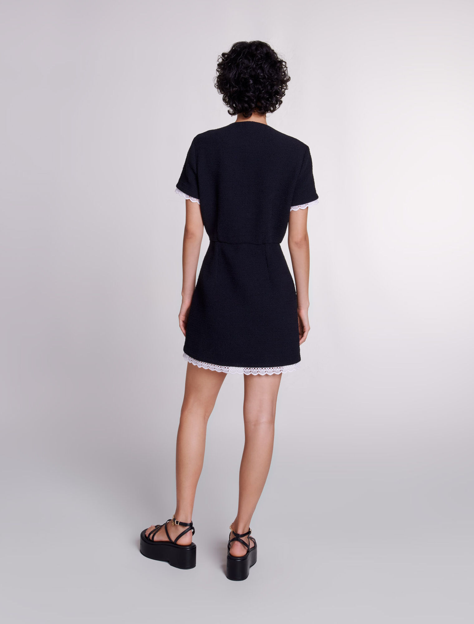 Vestido corto tweed y cordoncillo