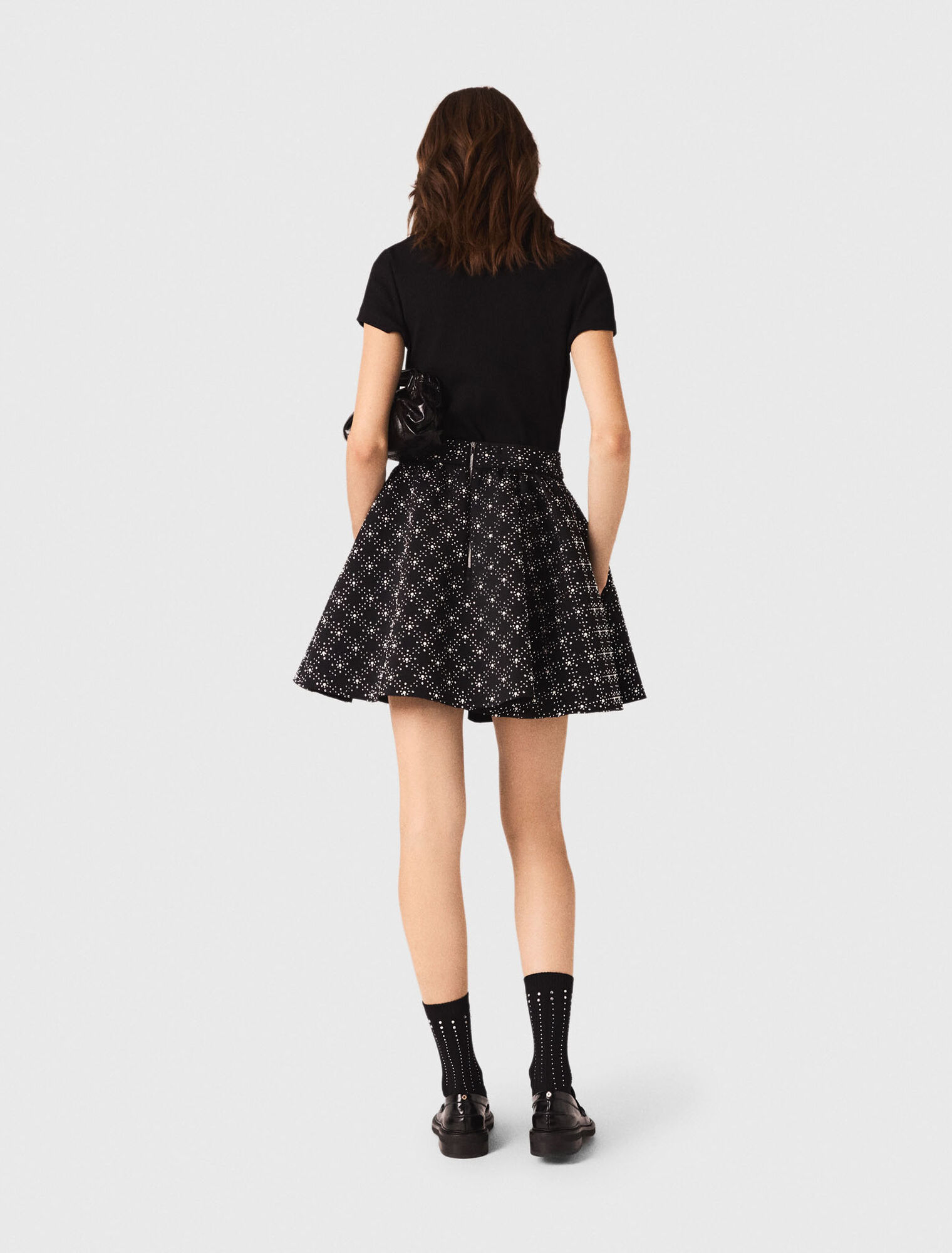 Falda patinadora con perlas y strass