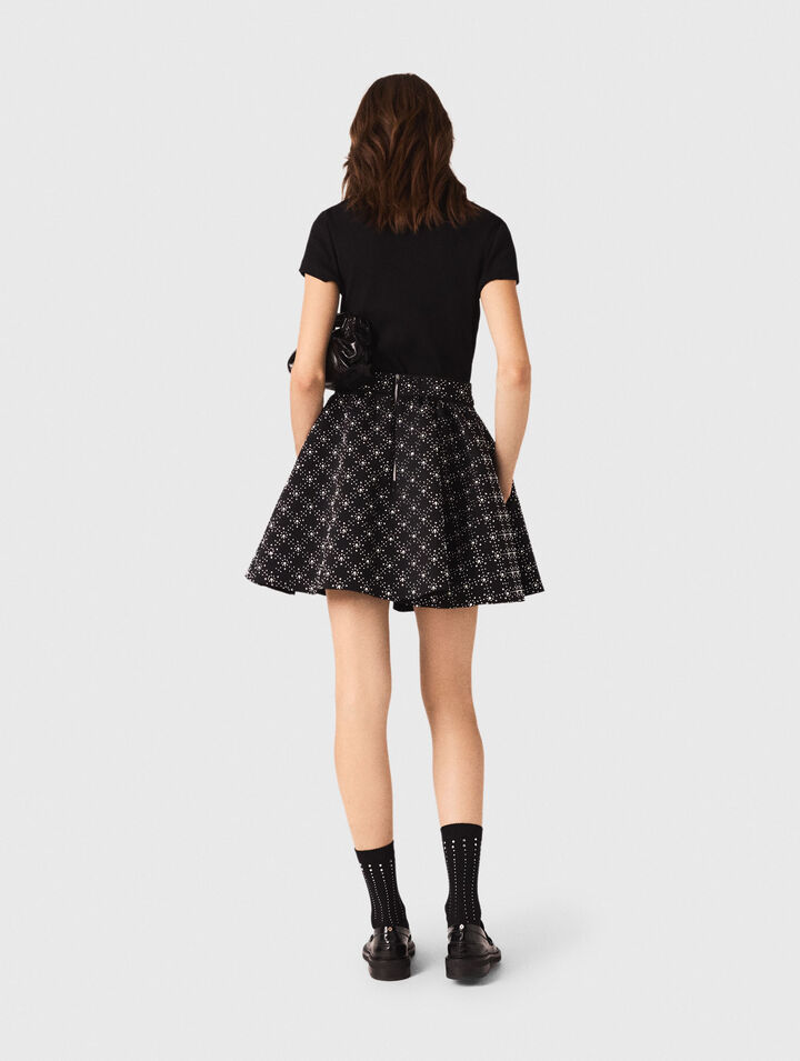 Falda patinadora con perlas y strass