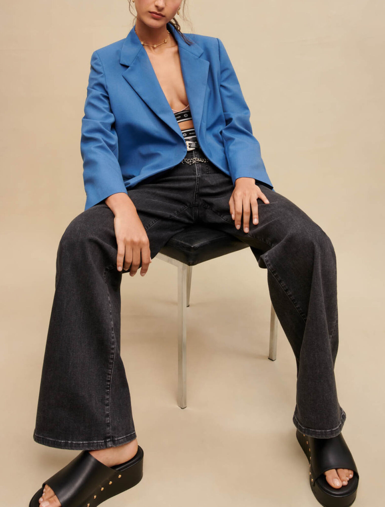 Chaqueta de traje recto azul