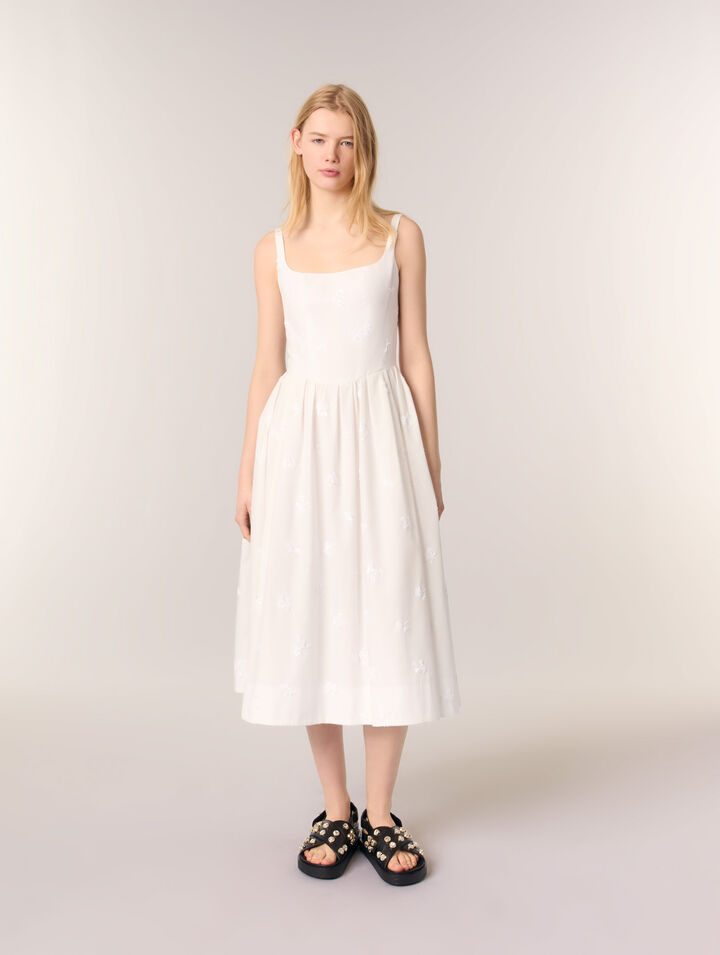 Vestido midi de algodón bordado