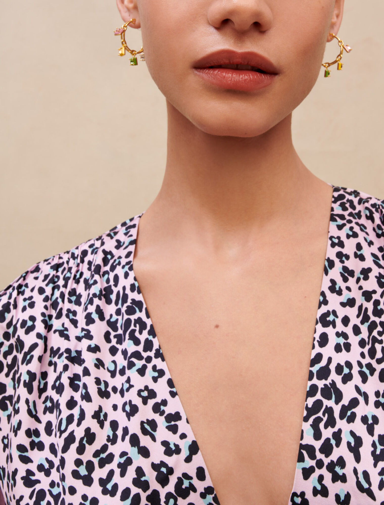 Vestido drapeado estampado leopardo