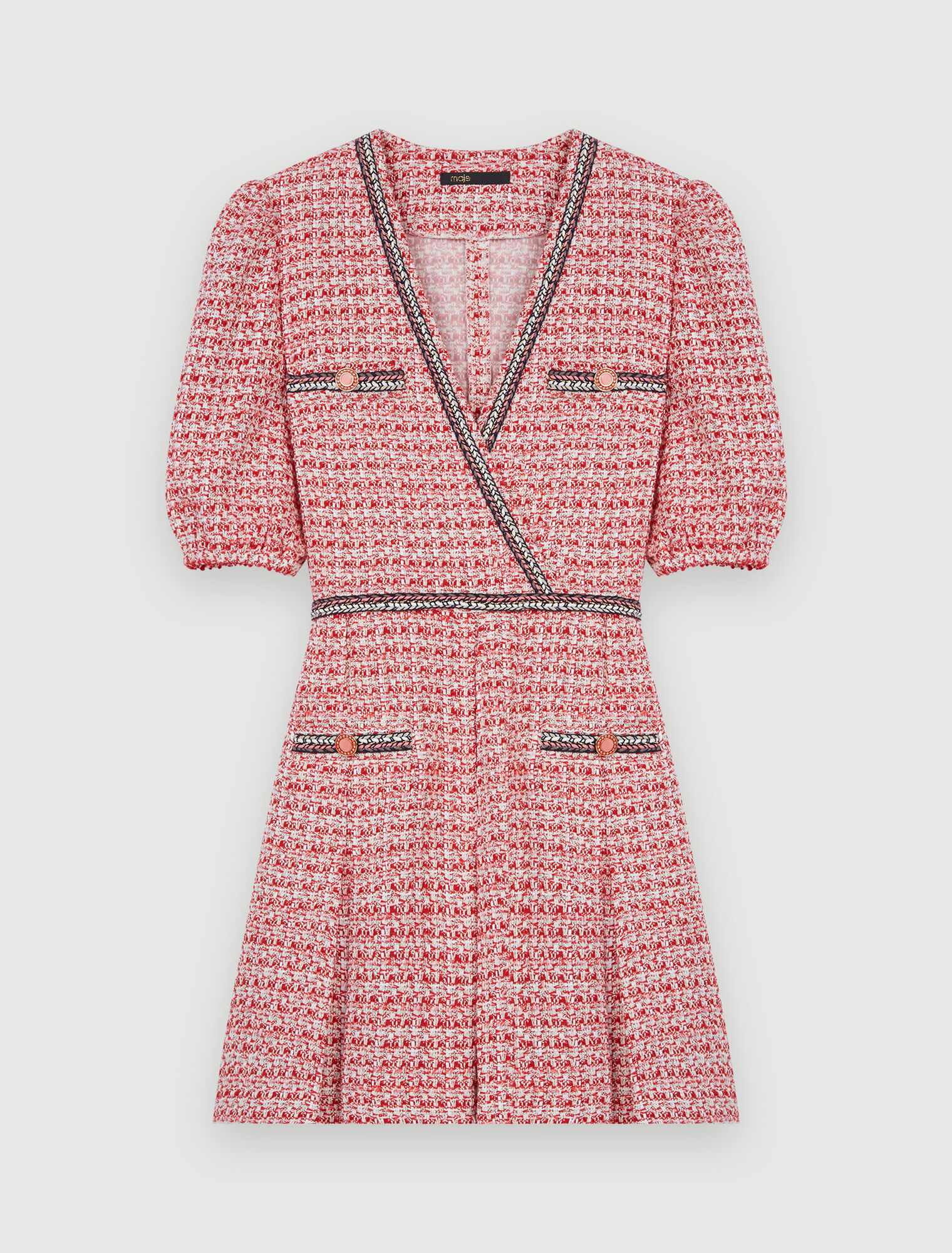 Vestido de tweed con galones étnicos