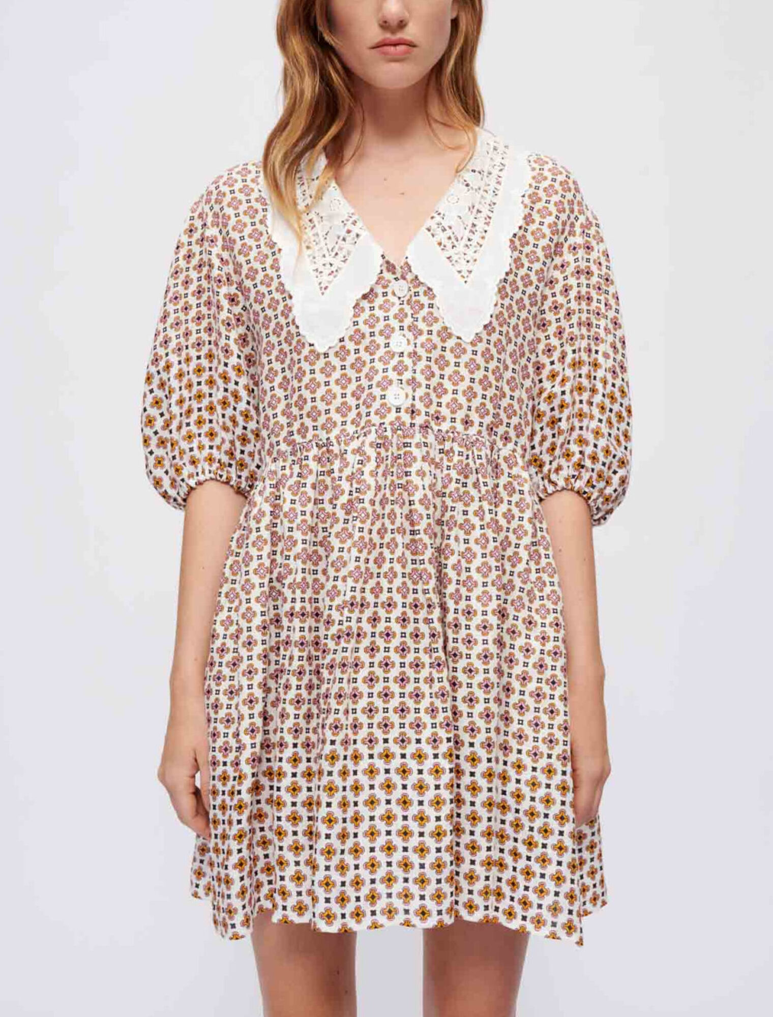 Vestido de lino estampado