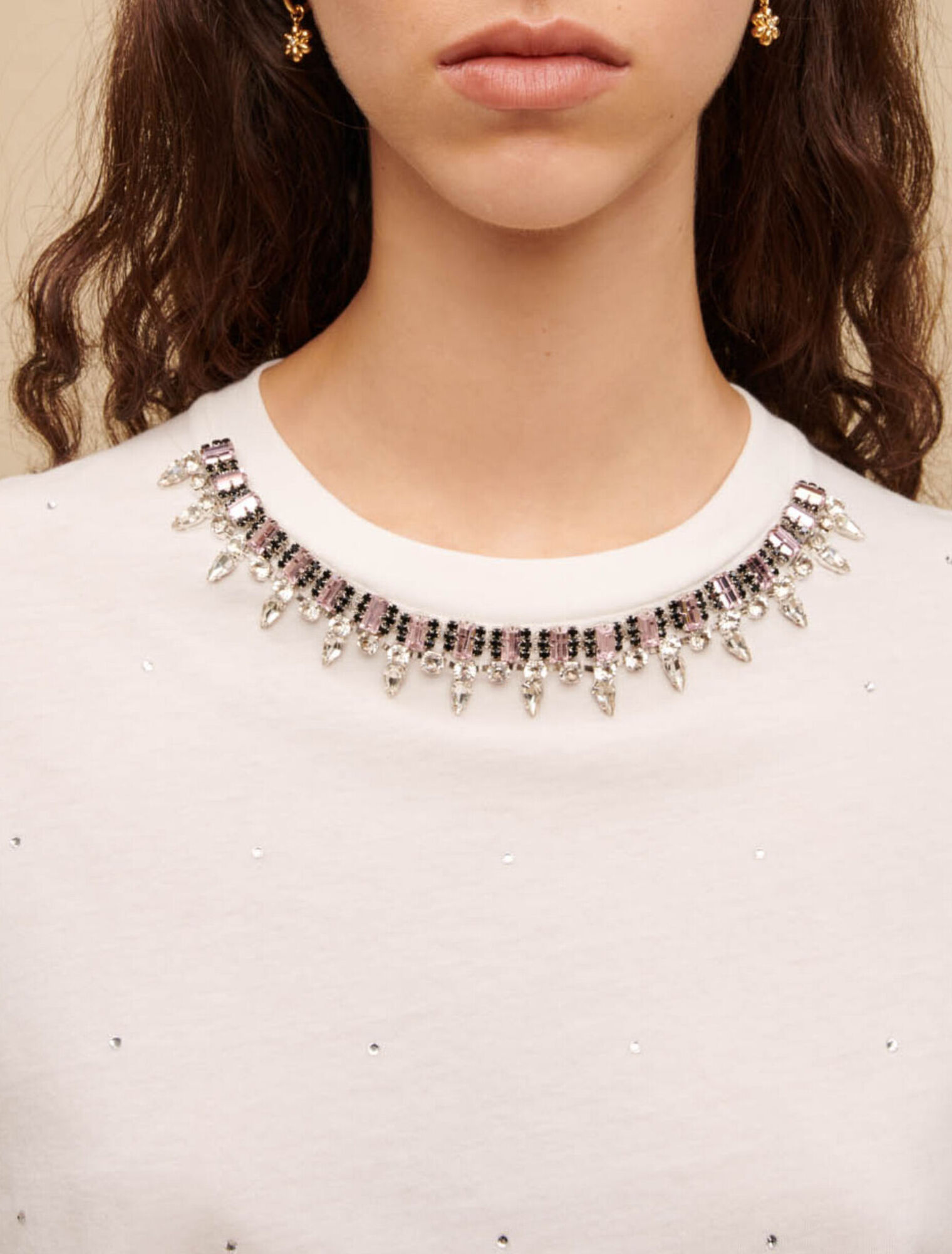 Camiseta de punto con strass