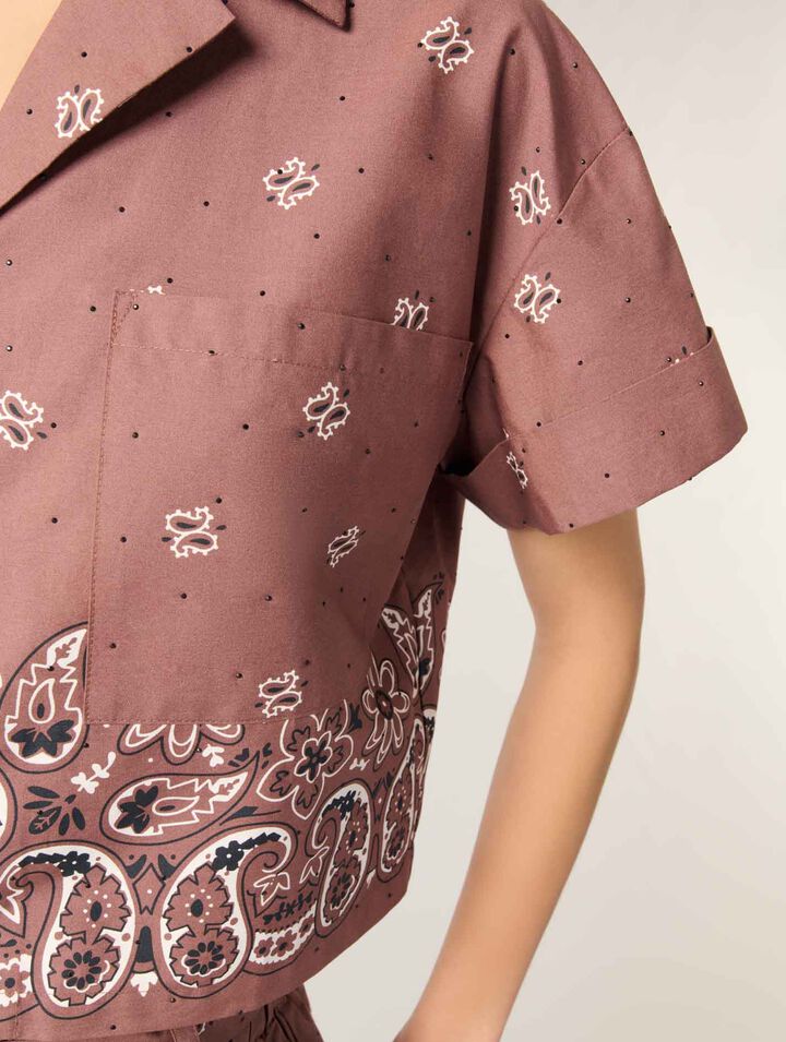Camisa corta estampada con strass