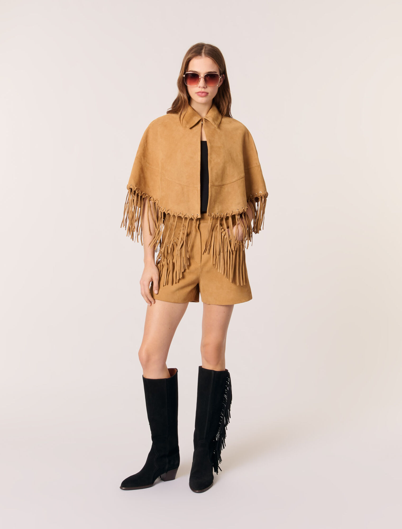 Botas de vaquero de ante con flecos