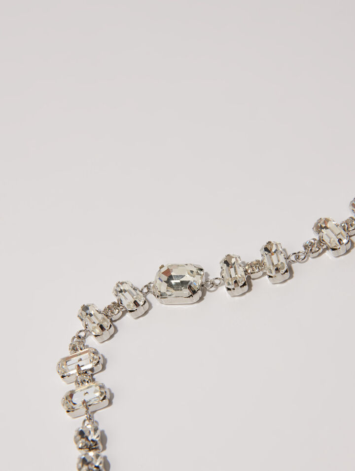 Collar gargantilla de strass plateado