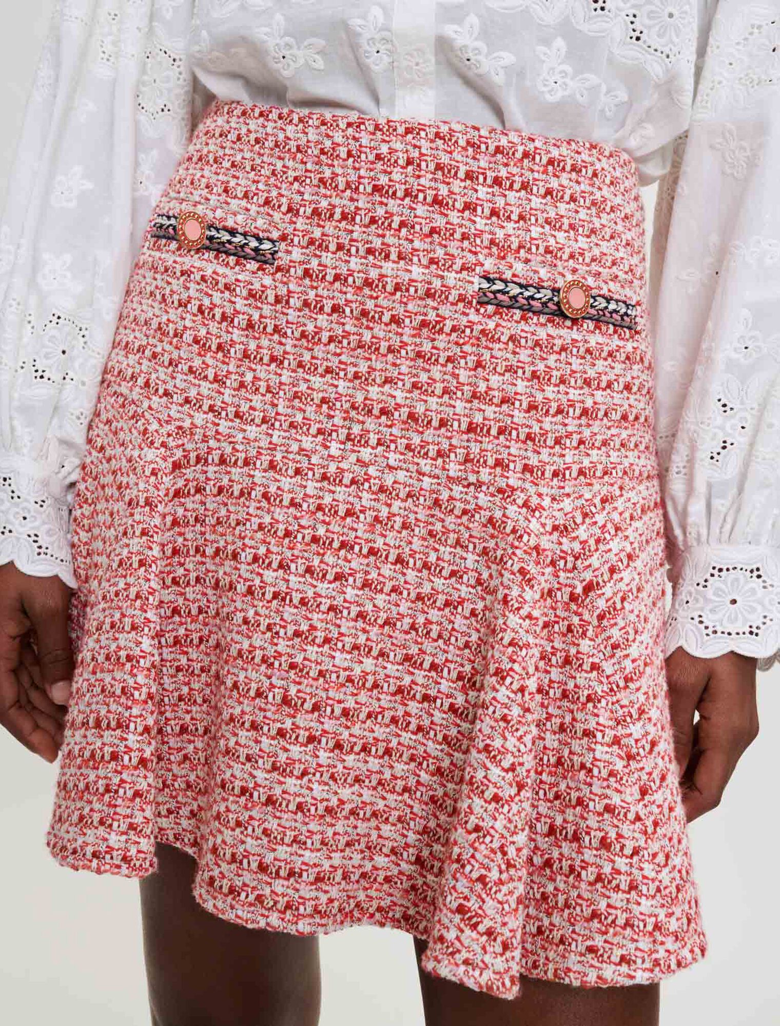 Falda de tweed con trenzas étnicas