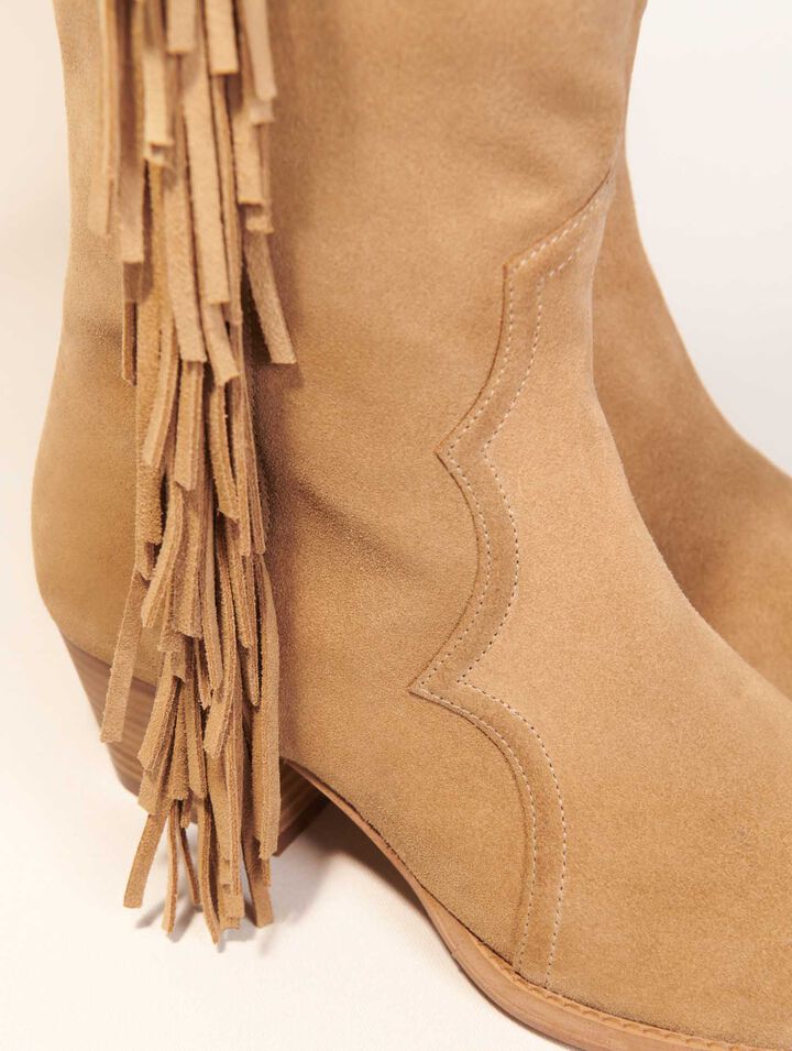 Botas de vaquero de ante con flecos