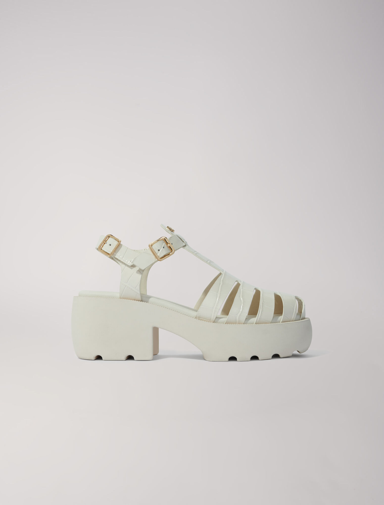 Sandalias de suela dentada en piel