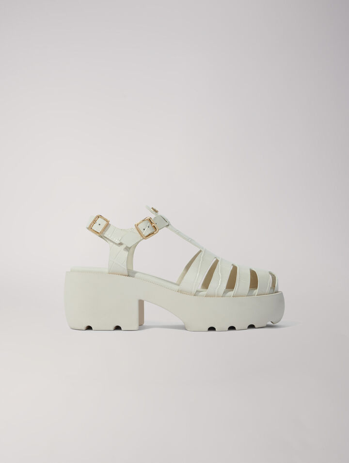 Sandalias de suela dentada en piel