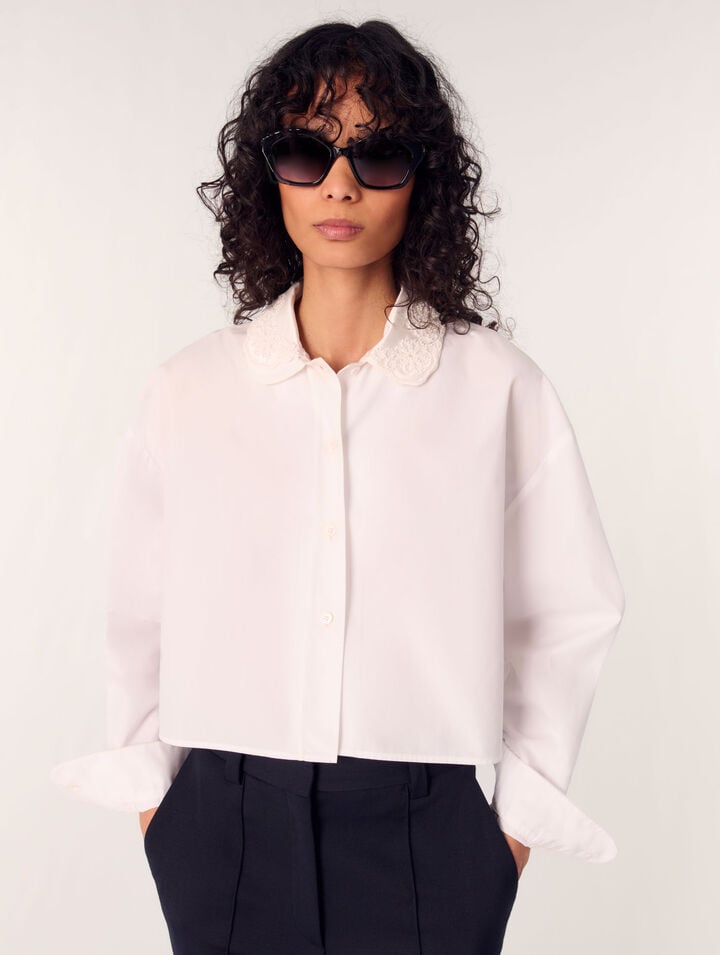 Camisa corta con cuello bordado