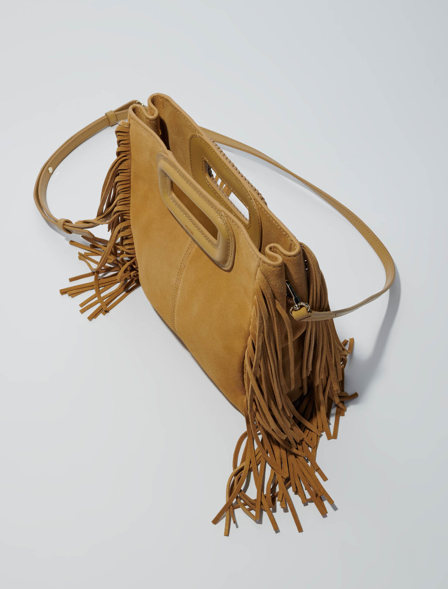 Bolso M de ante con asa trenzada