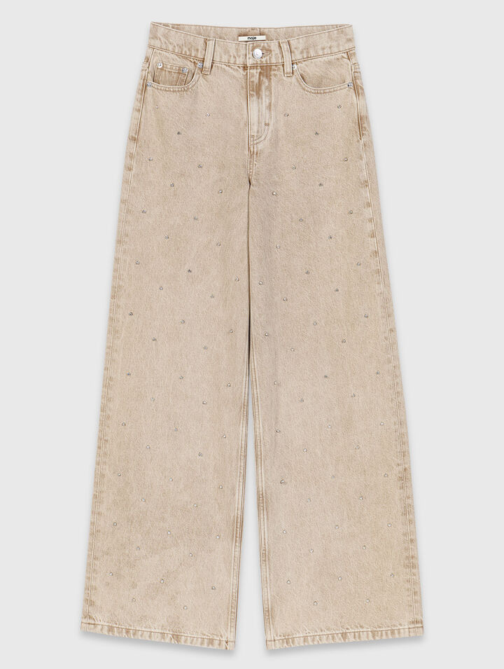 Vaquero ancho con strass