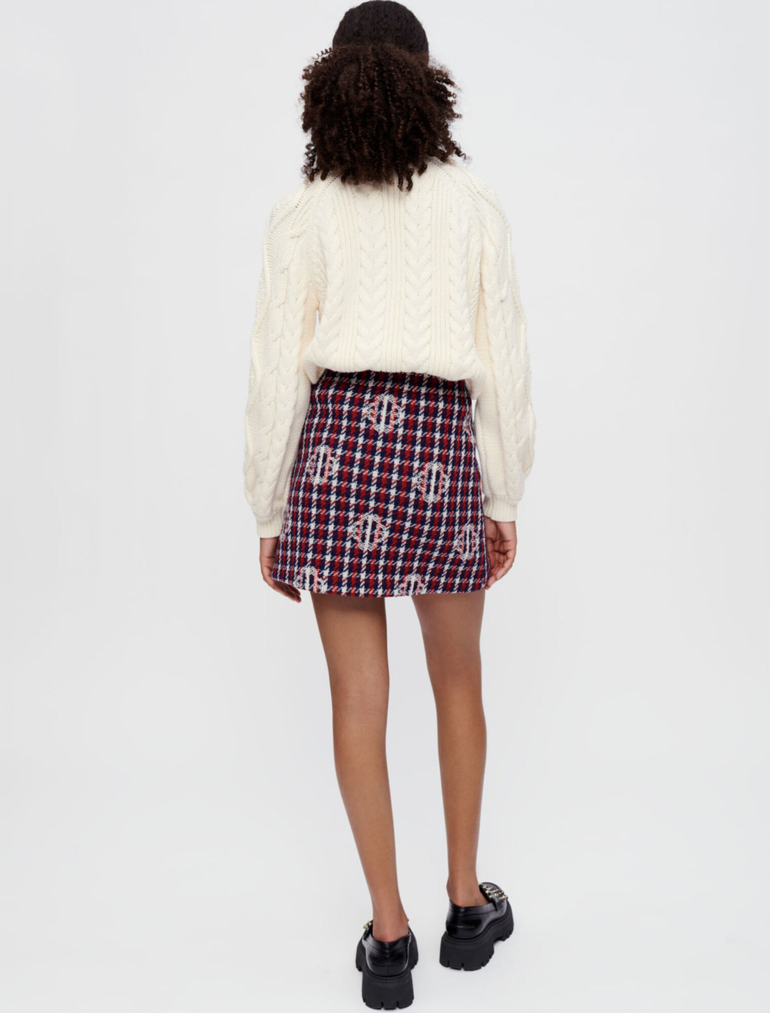 Falda jacquard de cuadros Clover