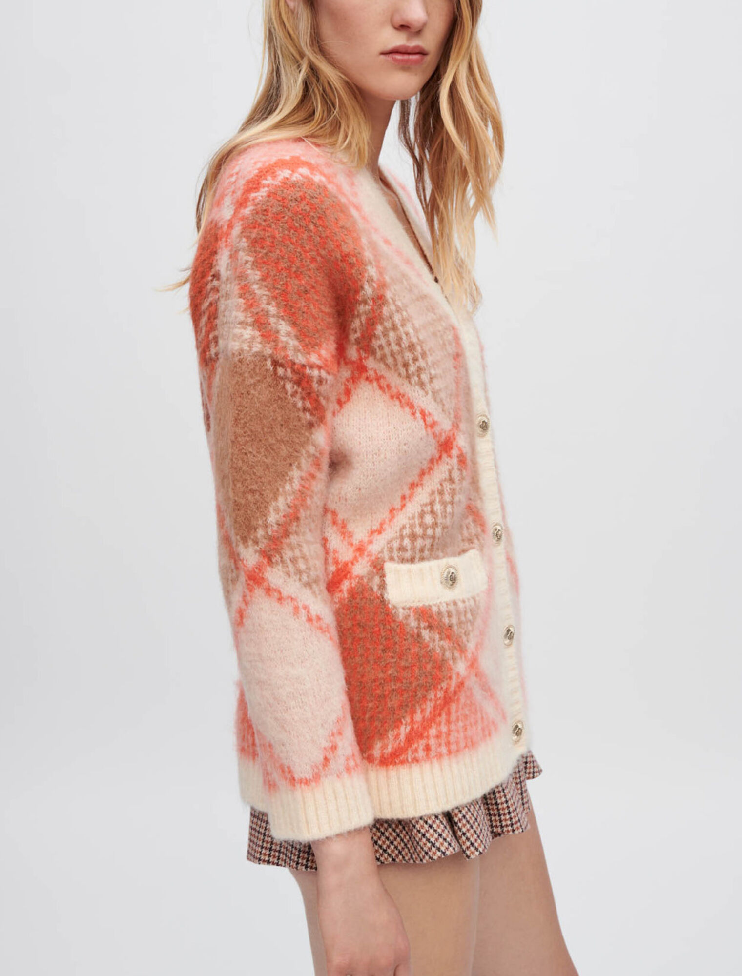 Chaqueta de punto jacquard con rombos