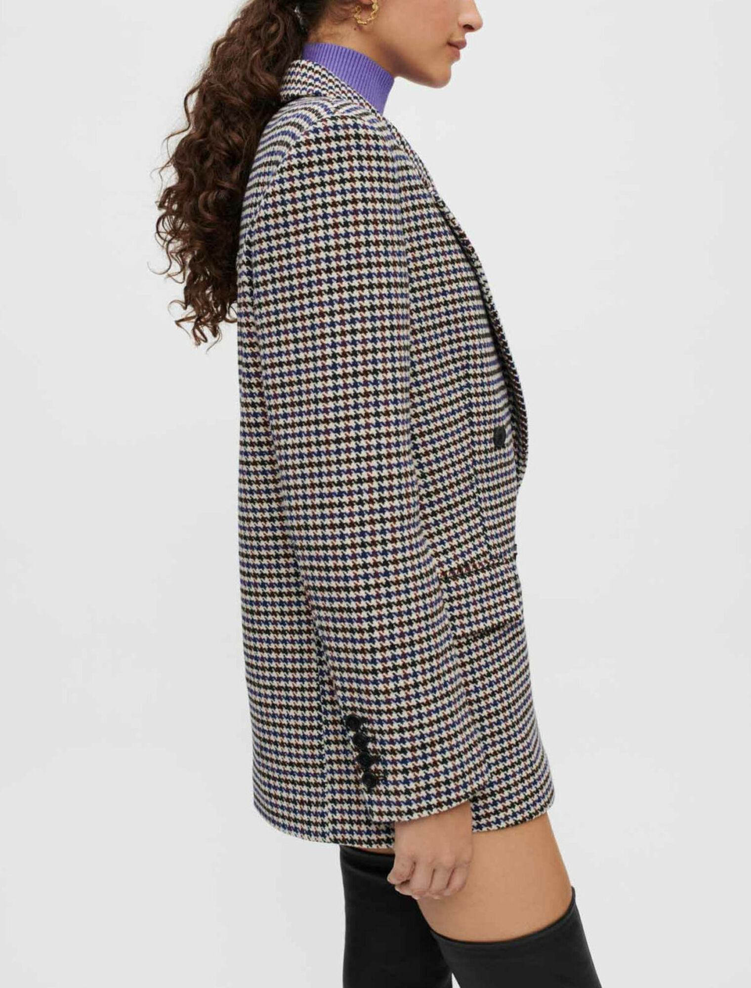 Chaqueta de pata de gallo ancha y gruesa