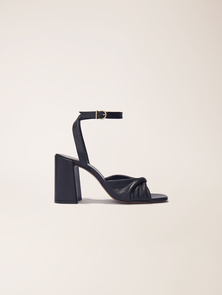 Sandalias de tacón de piel lisa