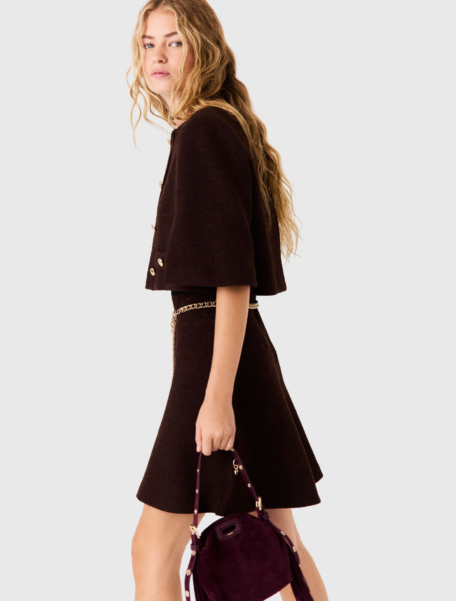 Vestido capa 2 en 1 de tweed