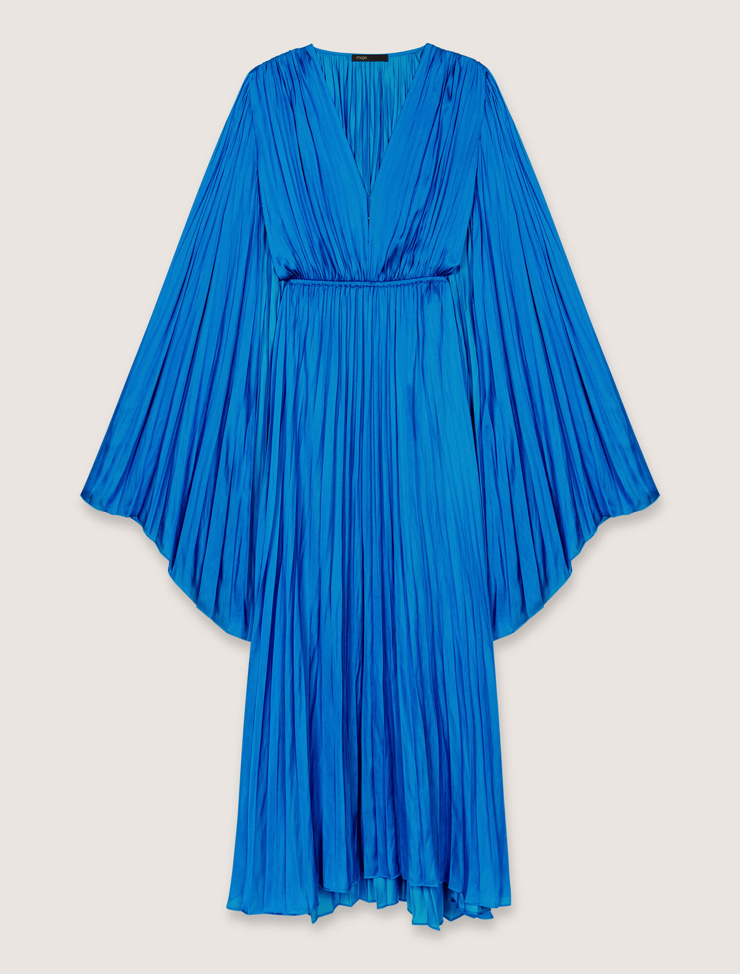 Vestido largo con capa satinado