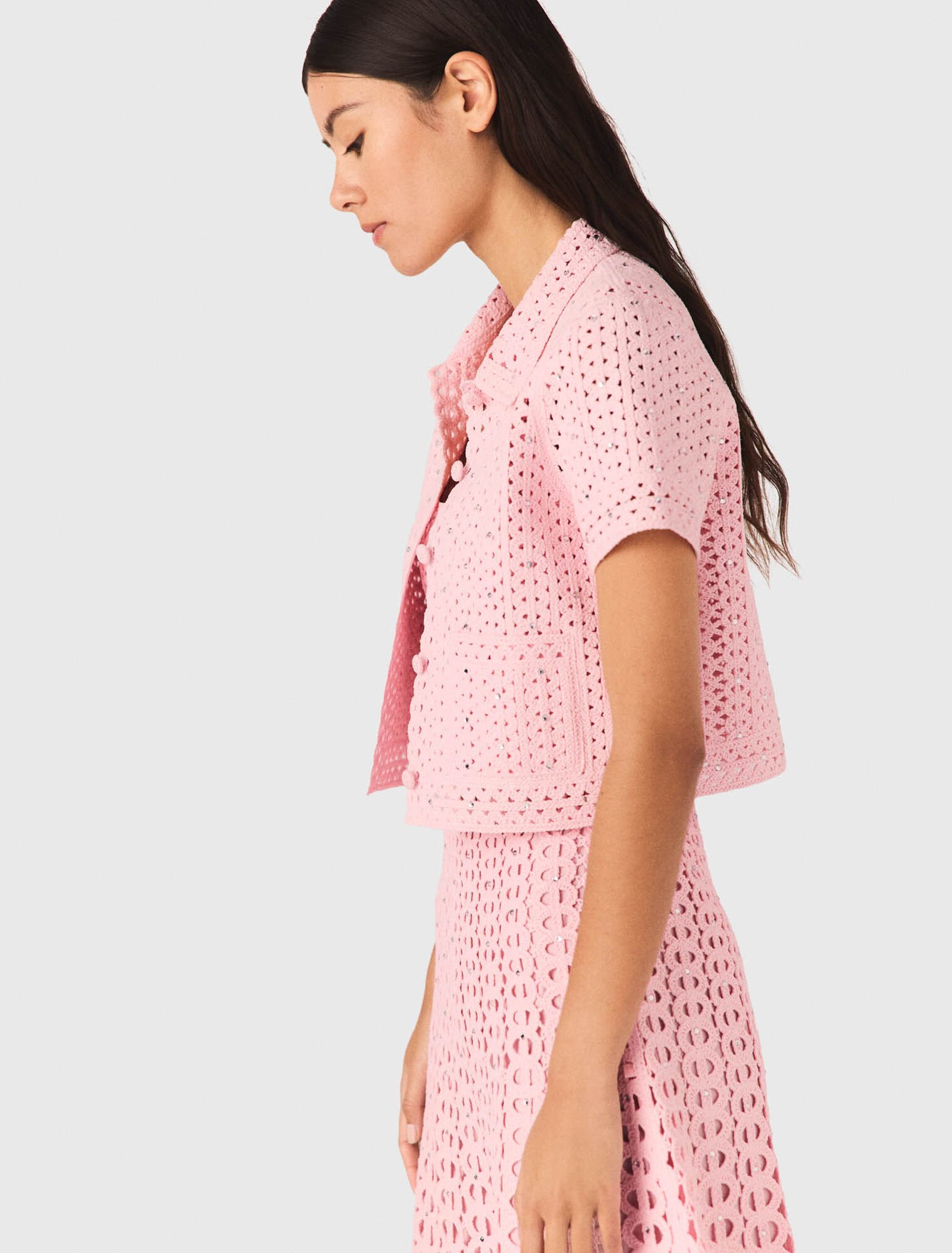 C&aacute;rdigan de crochet y strass