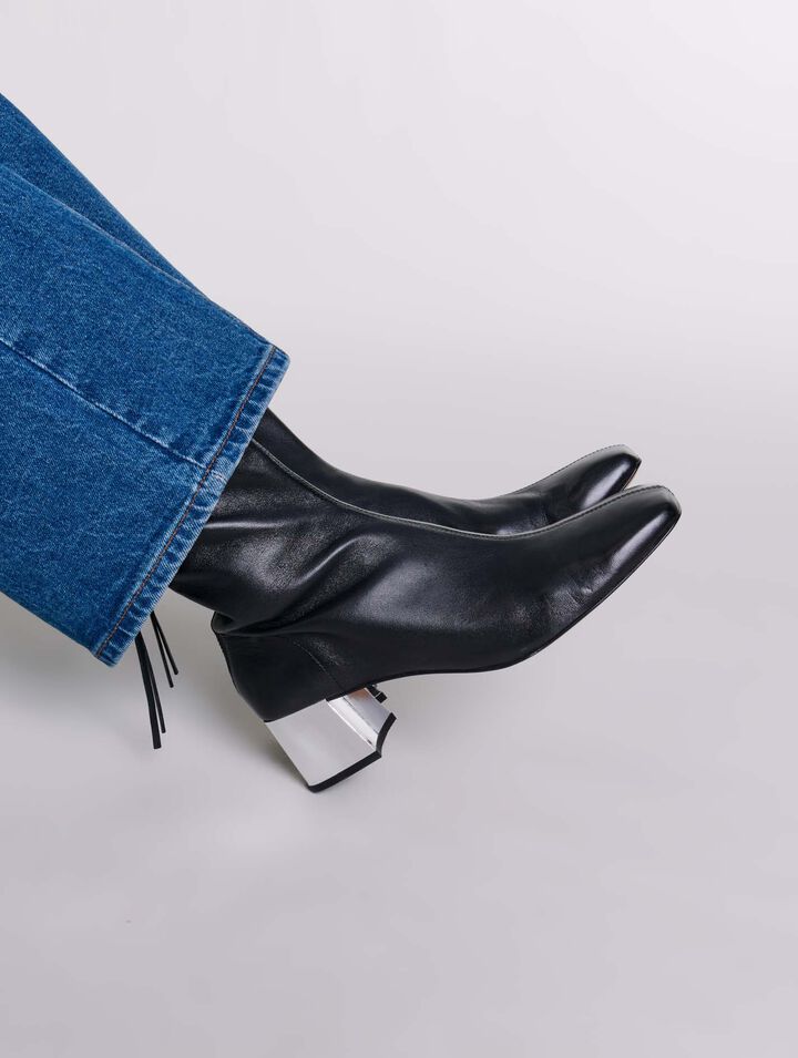Botines de piel con punta cuadrada