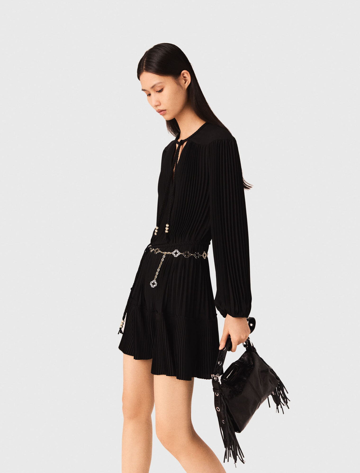 Vestido corto plisado