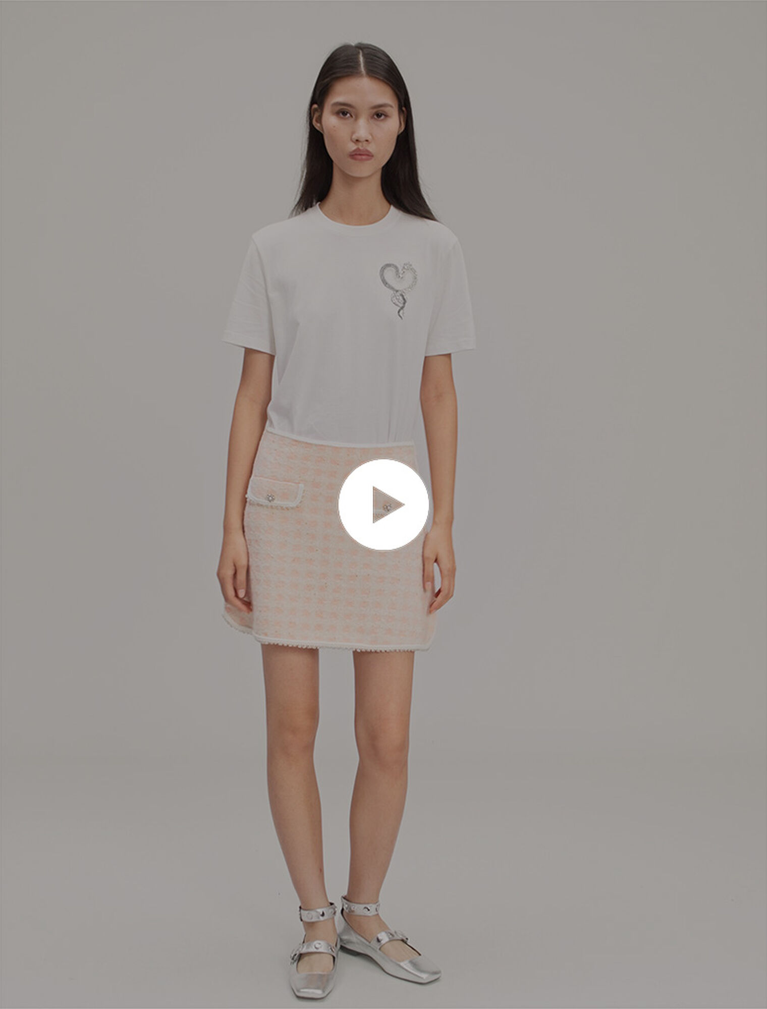 Falda corta de punto efecto tweed