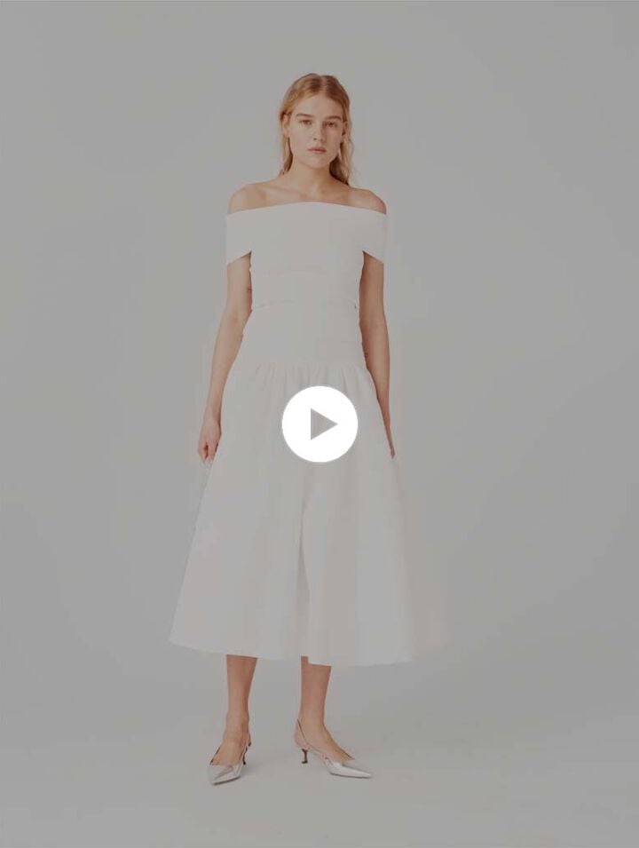 Top de punto de canal&eacute; cuello Bardot