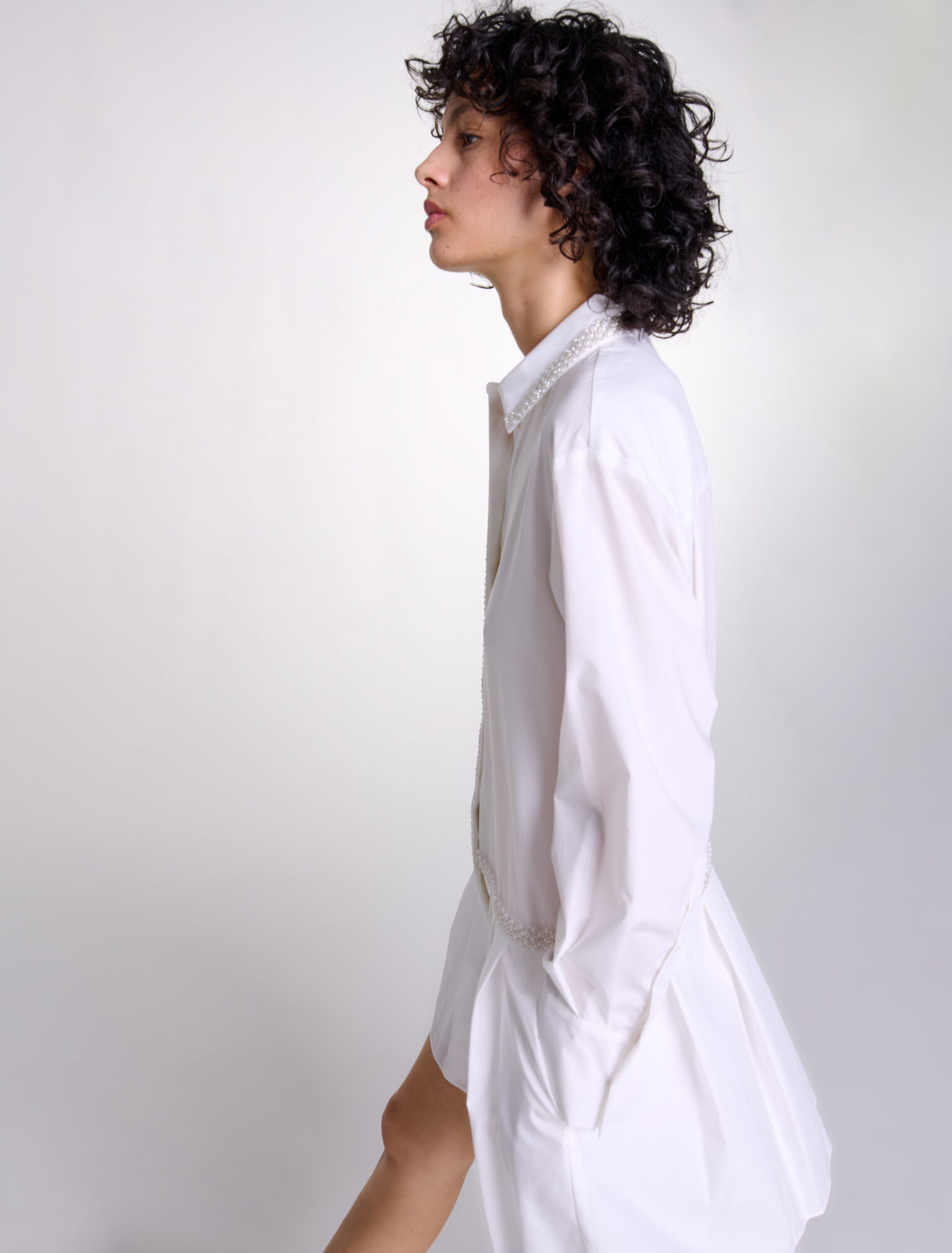 Vestido camisero con pedrería